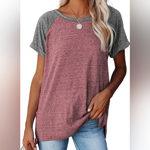 Casual Gray and Pink Women's Top - Picture 1 of 5